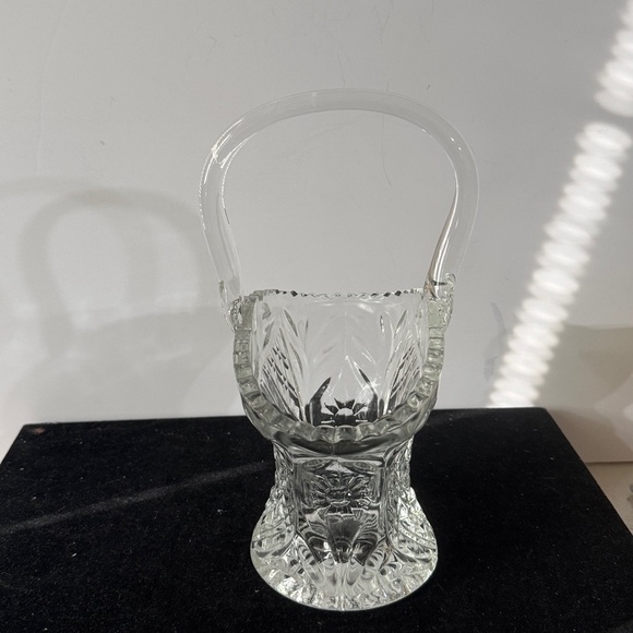 Vintage Princess House Diamond Cut Crystal Glass Basket With Handle 10”x 7.5” - Picture 2 of 8